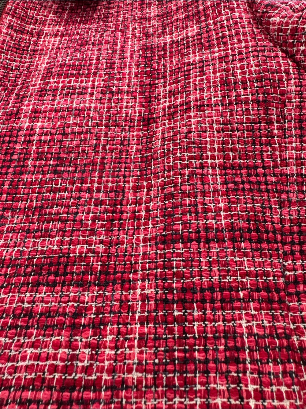 Austin Reed Petite 100% Silk Tweed Zip Jacket Red Pink Textured Blazer 10P - Picture 9 of 14
